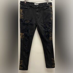 4 for $25 🖤 DNA Black w/Paint Splatter Premium Wear Distressed Skinny Jeans 🖤